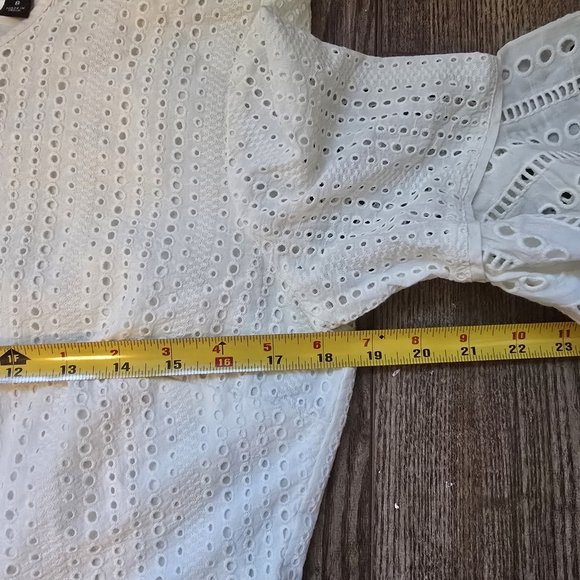 BANANA REPUBLIC Dress 8 Eyelet Ivory Cream Cottagecore Romantic Bridal LWD Boho - Picture 6 of 8